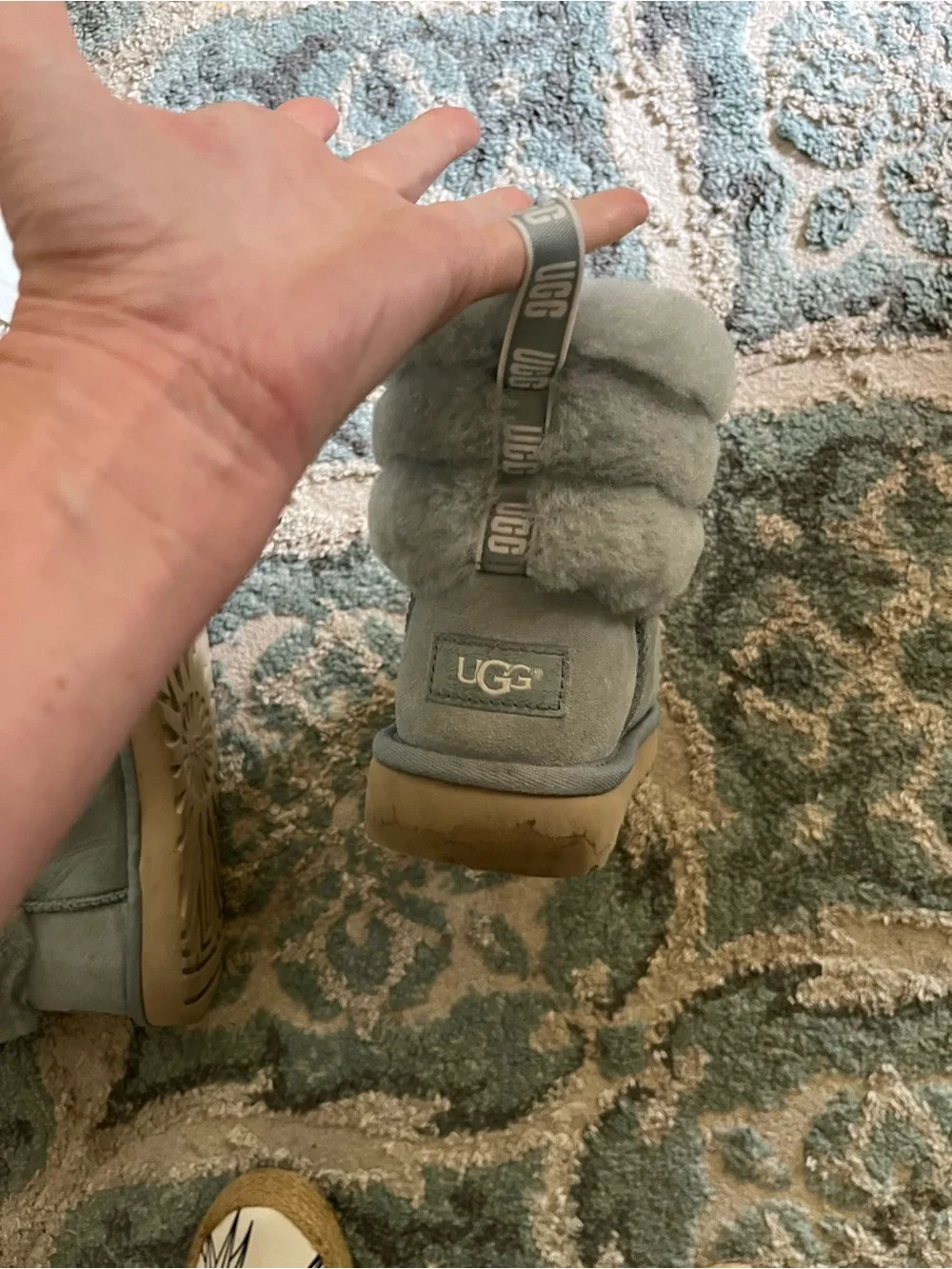 UGG Light Gray Short Shearling Boots